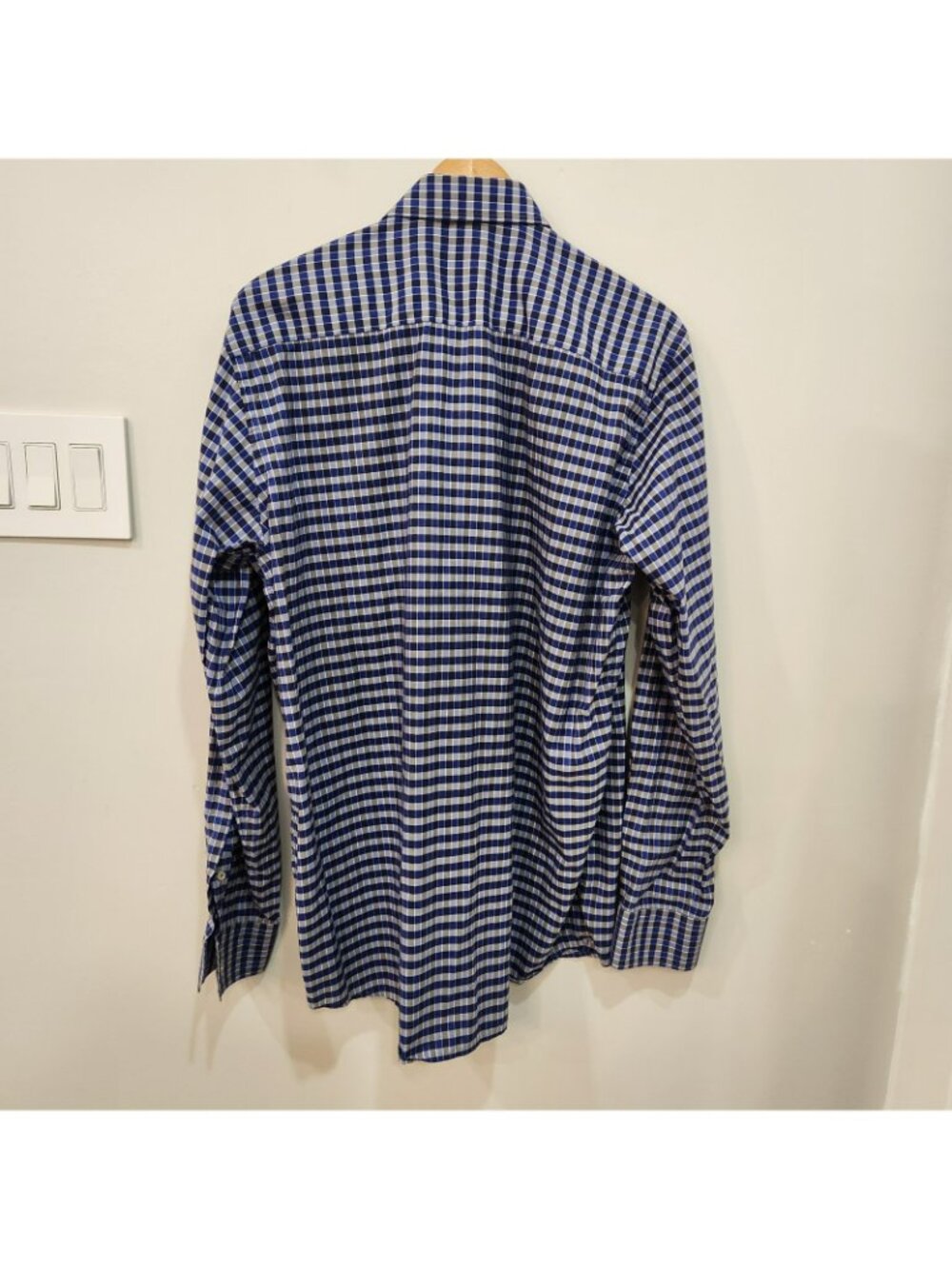 Eton Shirt Contemporary Blue Gray Checked Long Sleeve Button Up Shirt 43 17 - Picture 3 of 8
